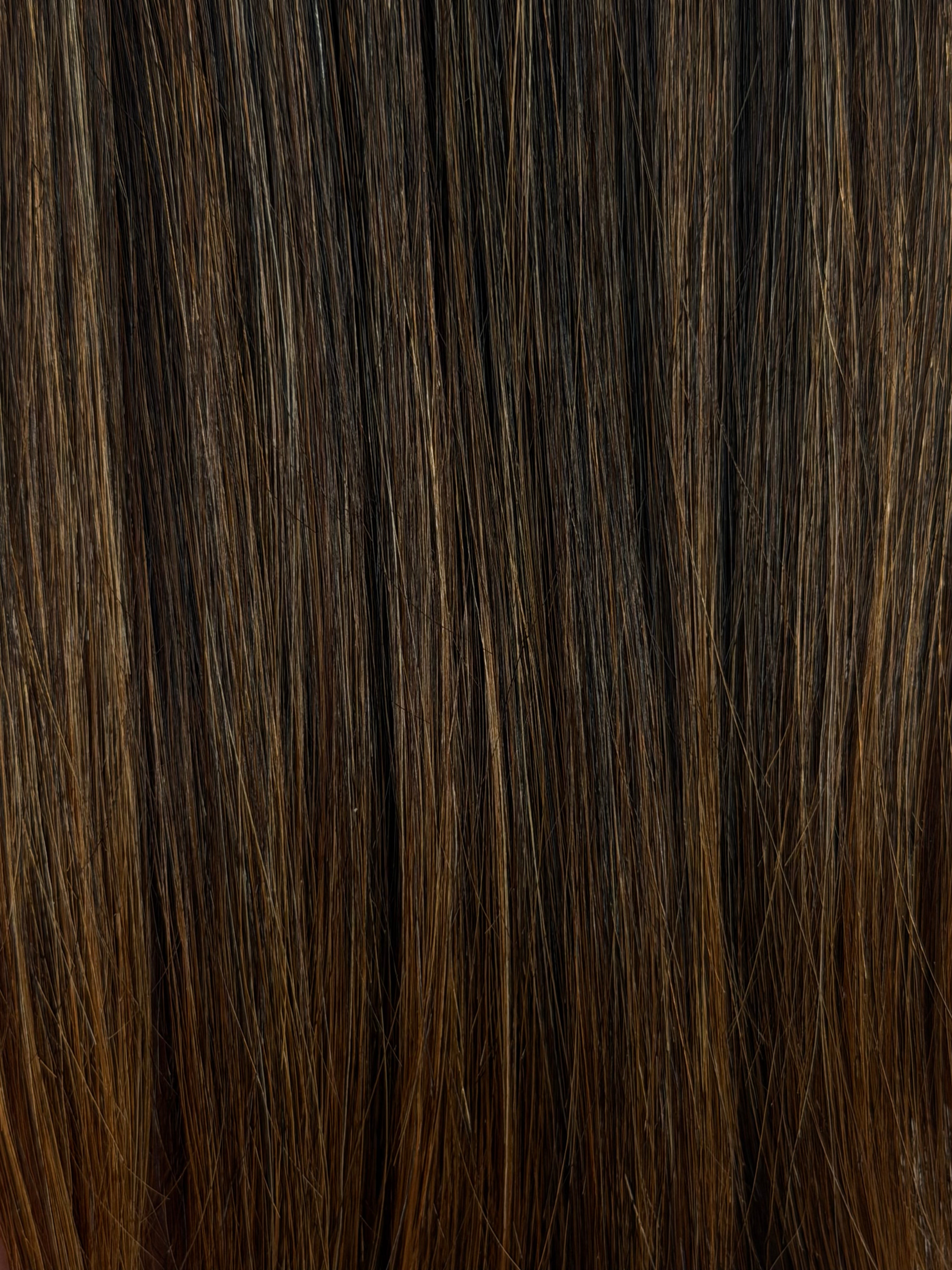 The Minas Mocha | Cool Ash Brunette | 19" Brazilian Long Piece Tape-In | Straight Human Hair 50g