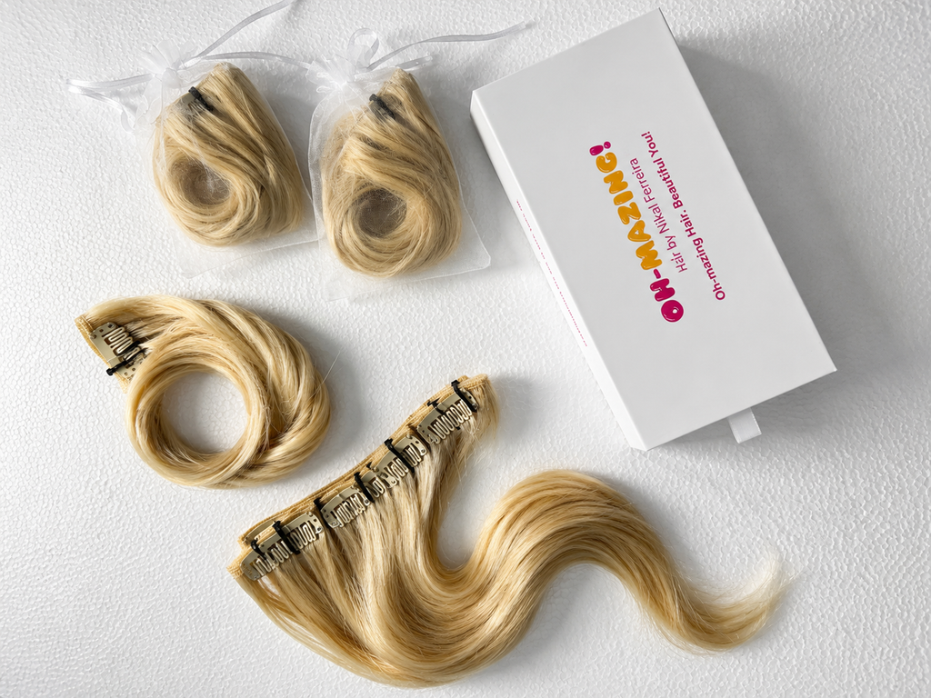 The Jalapão | Warm Blonde Natural | 24" Clip-In Hair Extensions Kit | 100% Double Drawn Remy Human Hair | 100g